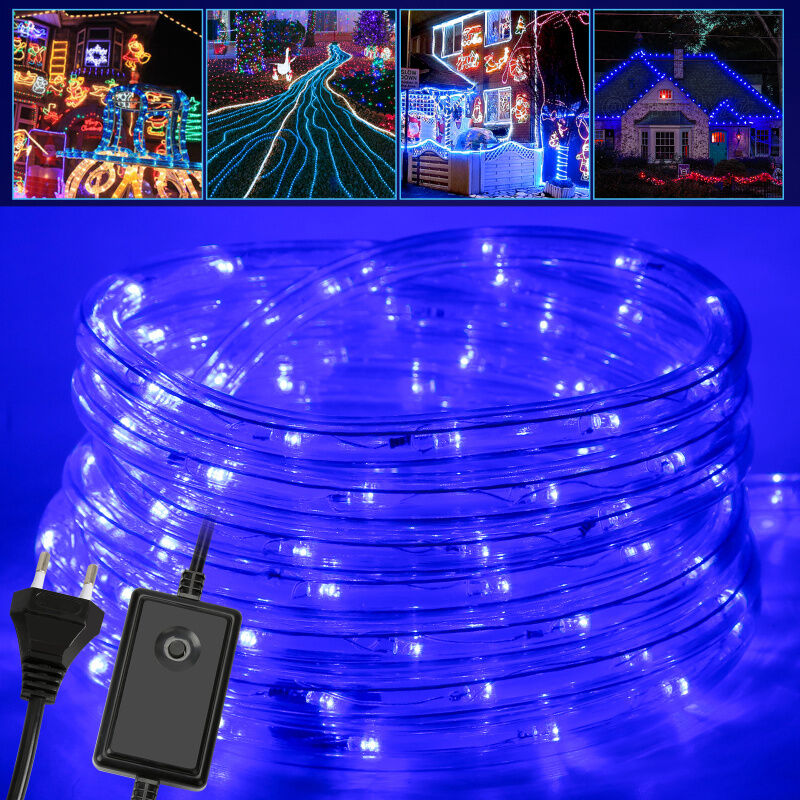 Swanew Tube lumineux led Chaîne de lumière extérieure Mariage Électrique IP44 Jardin 20M Bleu