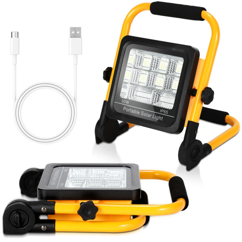 Swanew - Hengda 50W Projecteur de chantier led rechargeable Camping extérieur 4 modes Lampe d'atelier solaire