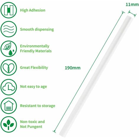 Hengda 55 morceaux de bâtons de colle chaude 11 x 200 mm ronds, sans solvant, transparents, à séchage rapide pour les pistolets à colle chaude courants