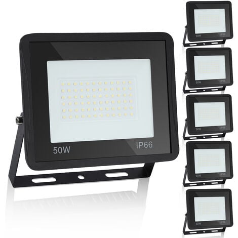 Hengda 5X LED Fluter Flutlicht Strahler 50W Scheinwerfer Baustrahler Außen Lampe IP65 Warmweiß - Schwarz