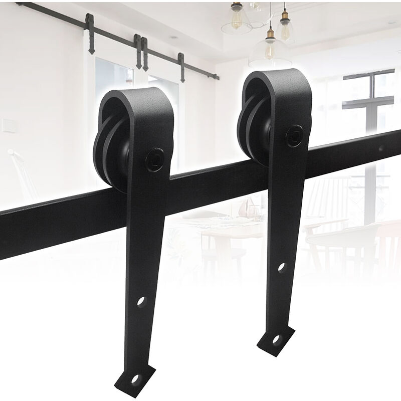 6FT (183cm) sliding door fitting set, running rails for sliding door hanging rail sliding door system running rail for sliding doors 35 to 45 mm