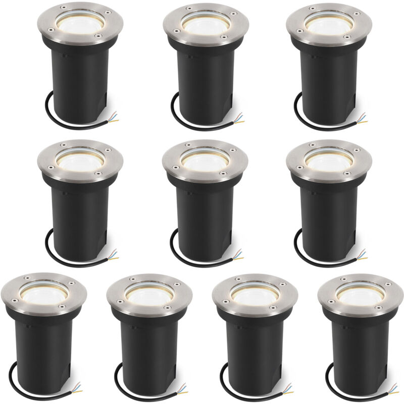 Hengda - 10x 3W Lumières enterrées Pivotant lampe de paysage enterré à led Blanc neutre - Argent Boîtier, éclairage extérieur