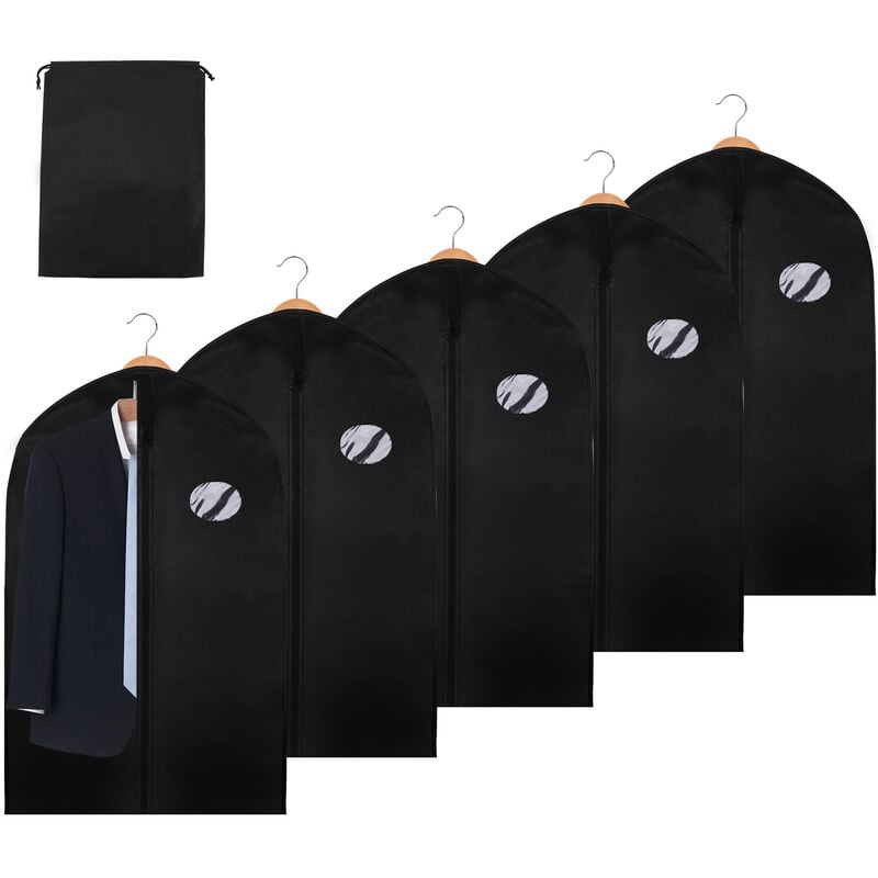 Image of 6x Borsa per indumenti nera Borsa da viaggio con parapolvere con borsa per scarpe 100 x 60 cm - Nero - Hengda
