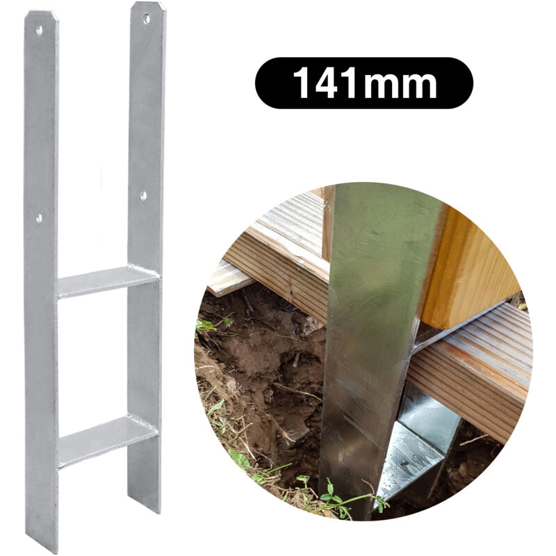 6x h Support de poteau H-ancre Ancre de poteau Pied de poteau Patte de poteau 141x600mm - Hengda