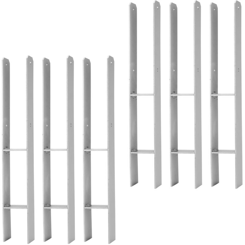6x h Support de poteau H-ancre Ancre de poteau Pied de poteau Patte de poteau 81x600mm - Hengda