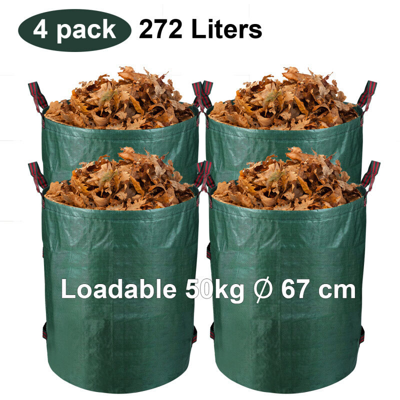 Einfeben 4X Sacs de jardin Sacs à déchets Sacs à feuilles 272L Poubelle de jardin xxl