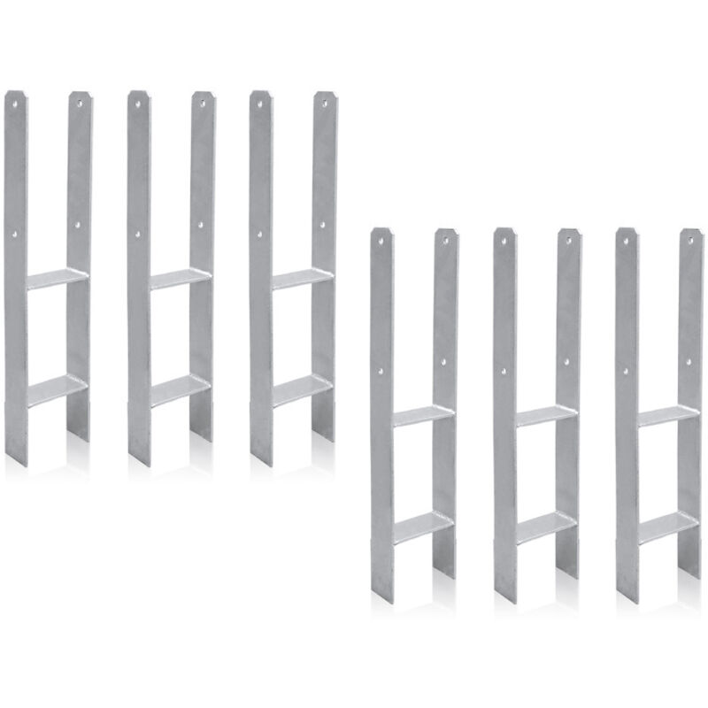 6x support de poteau d'ancrage en h accessoires d'équipement de jeu de jardin 600MM ancre de poteau galvanisée à chaud galvanisée - Hengda
