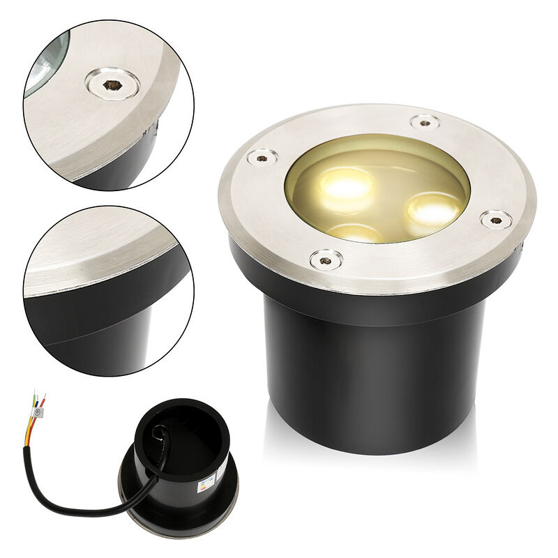 8x 3W Lumière enterrée sol spot IP67 extérieur lampe spots lampe LED blanc chaud