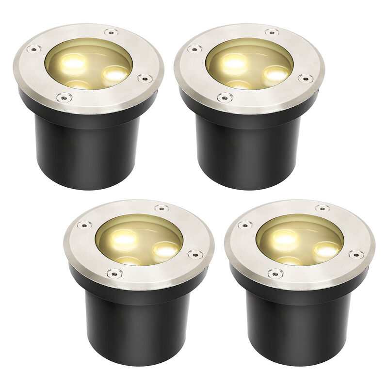 Hengda - 4x 3W led Lumières enterrées chaud blanc enterré lampe de paysage lampe de sol pour jardin éclairage extérieur IP68