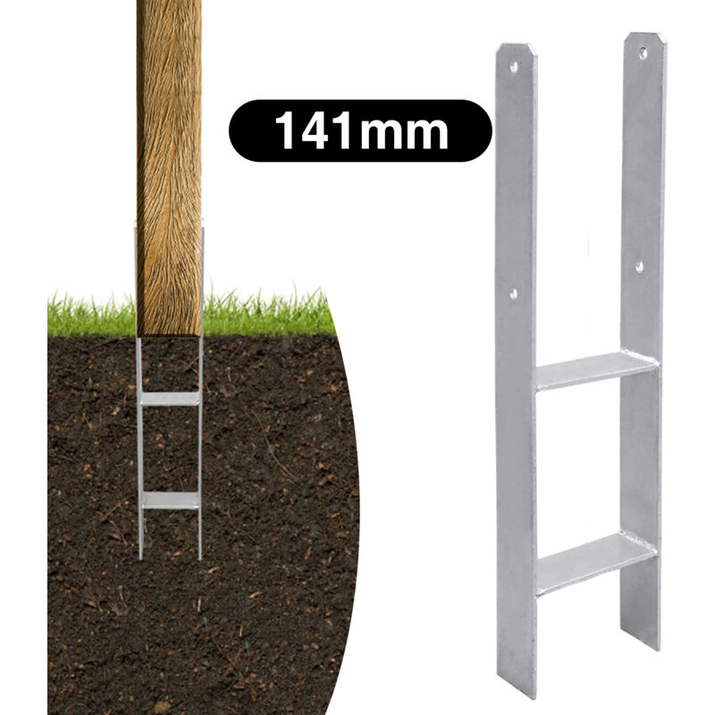 8x h Support de poteau H-ancre Ancre de poteau Pied de poteau Patte de poteau 141x600mm - Hengda