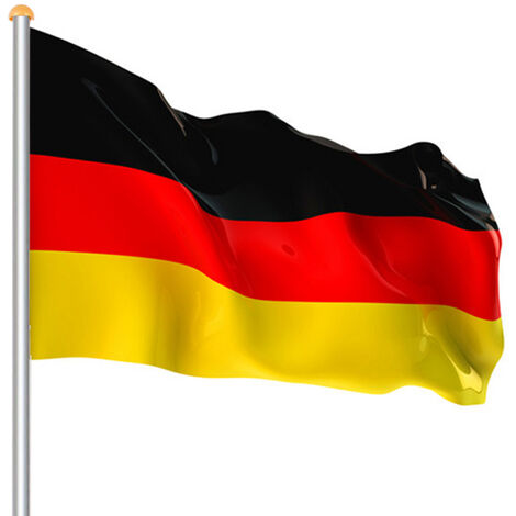 Hengda Aluminium Fahnenmast 6,50m inkl Seilzug inkl Deutschlandfahne Flaggenmast Mast Flagge Alu - Silber