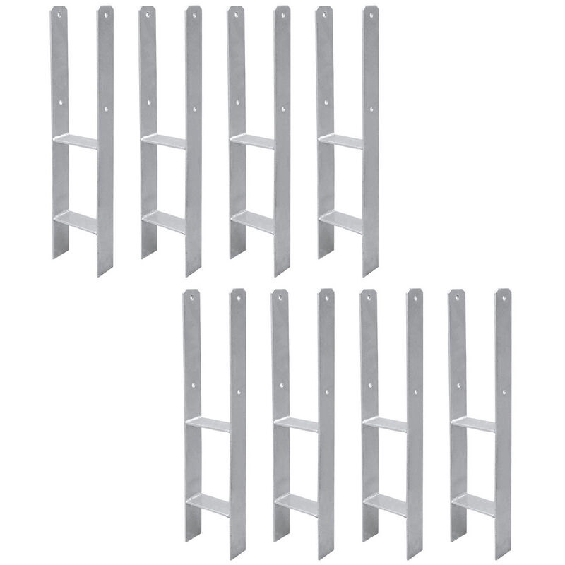 Ancrage de poteau Support de poteau Ancrage h argenté Carport 600mm Pied de poteau 121mm 2 pièces - Hengda