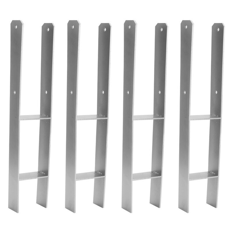 Ancre de poteau Douille de sol Pied de poteau Support de poteau 101mm 2 pièces Argent - Hengda