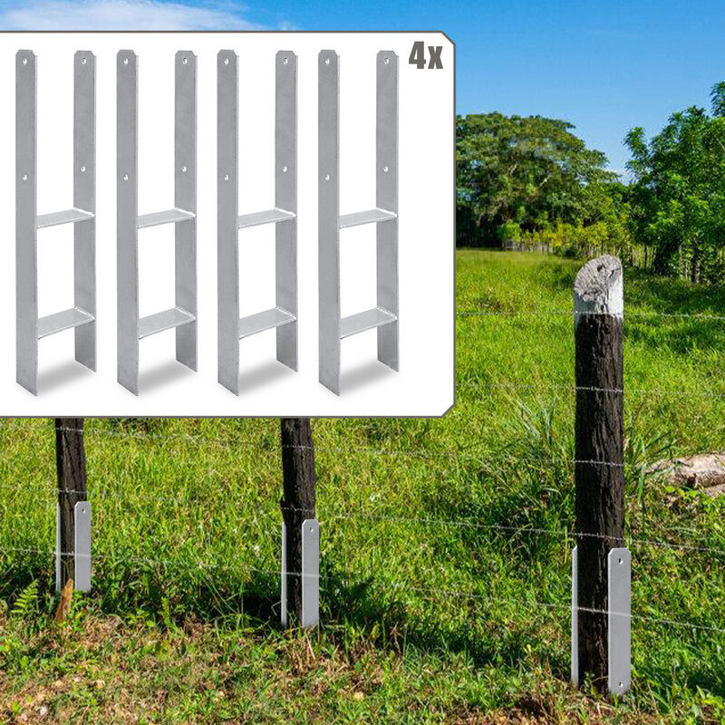 Ancre de poteau Douille de sol Support de poteau Support de poteau Ancre h Pied de poteau Support 101mm 2 pièces - Hengda