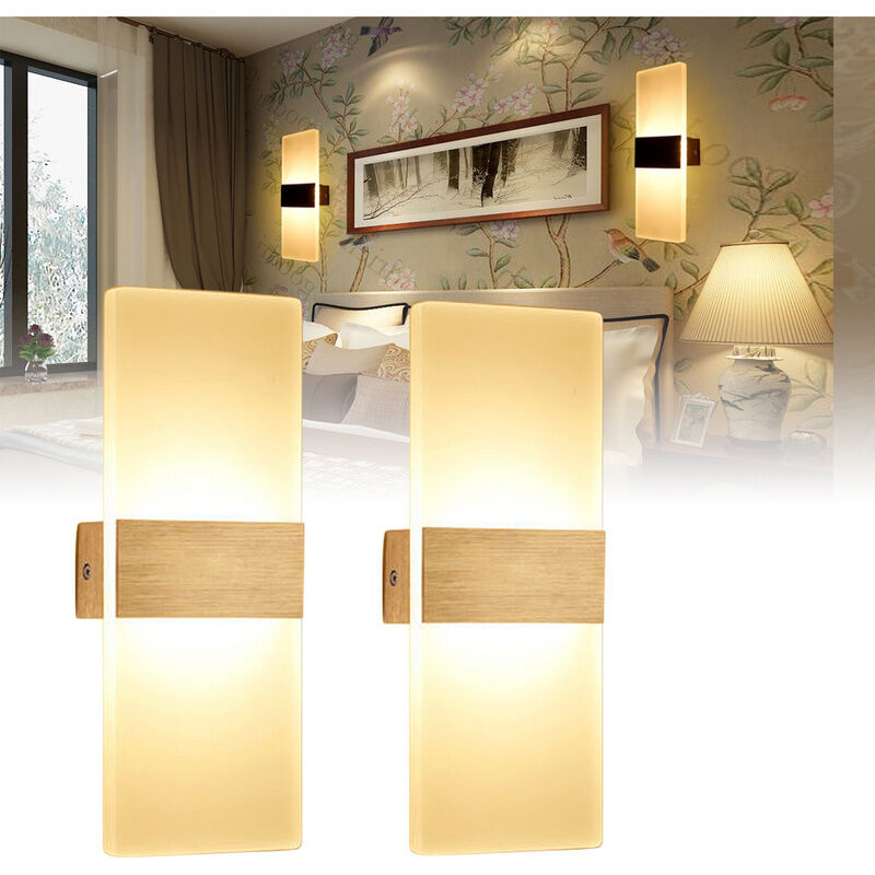 Image of 2X Lampada da parete a led Camera da letto Corridoio Applique da parete Inne Faretto da parete Bianco caldo 12W - Bianco - Hengda