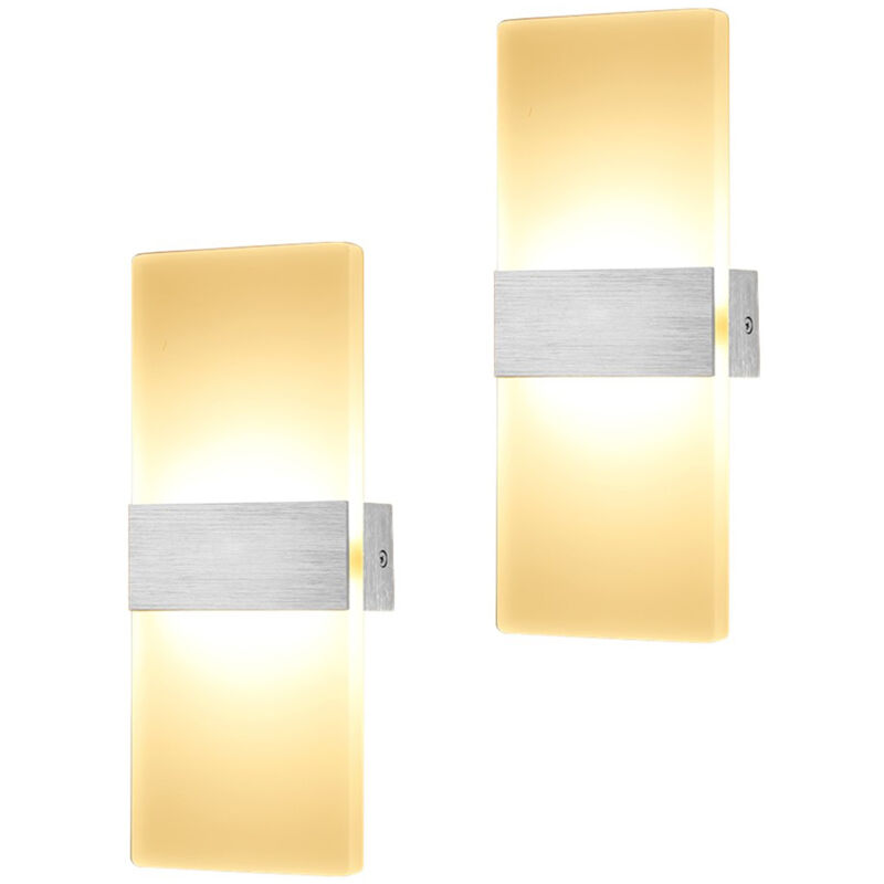 Image of 2x applique da parete per interni. illuminazione da parete moderna in acrilico per soggiorno. camera da letto. scala. corridoio. bianco caldo 6W