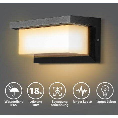 Hengda Applique LED da esterno con sensore di movimento Moderna lampada da parete impermeabile IP65 per patio giardino bianco caldo