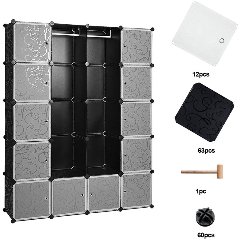 Armoire de Chambre Rangement 20 cubes , Armoire Portable DIY, Modulaire en Plastique - Hengda