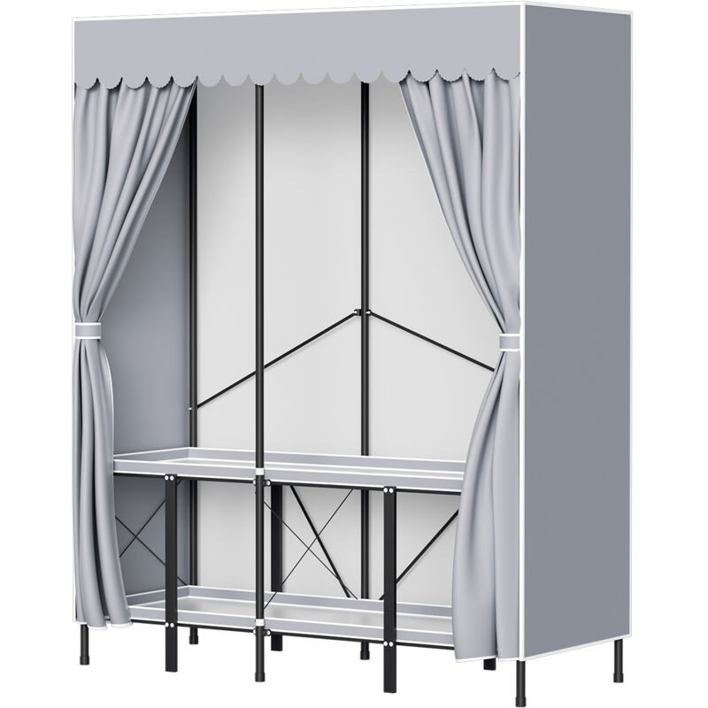 Hengda - Armoire de Rangement - Penderie Pliable - Dressing - xxl - tige de suspension - Noir - 138x170x48cm