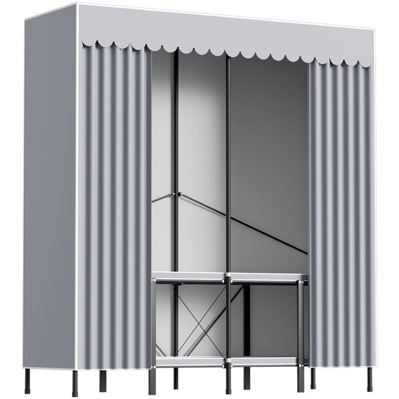Hengda Armoire de Rangement - Penderie Pliable - Dressing - XXL - tige de suspension - Noir - 158x170x48cm