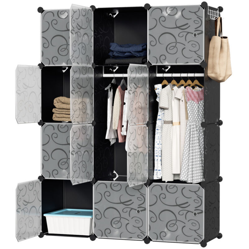 Armoire Portable diy 12 cubes, Armoire de Chambre Rangement pour le stockage de vêtements livres - Hengda
