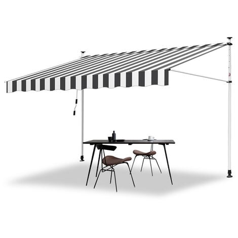 Hengda Auvent rétractable manuel Balcon, Store banne Balcon Protection Solaire avec Manivelle, Hauteur Réglable Jaune-bleu 200x120cm