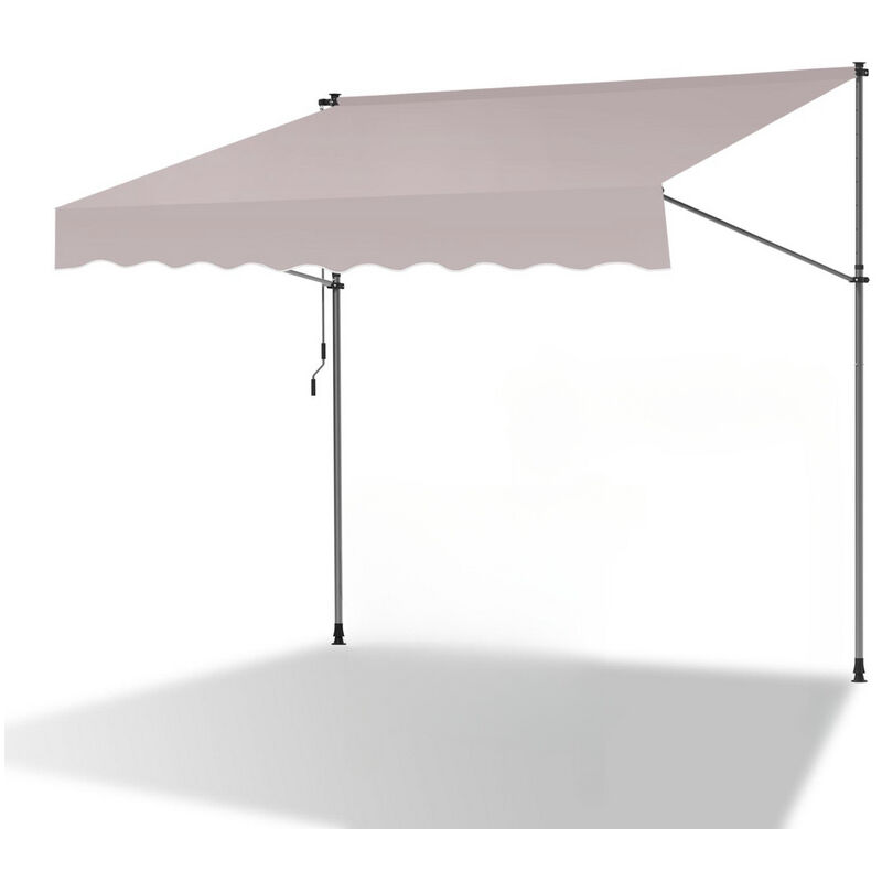 Auvent manuel Auvent rétractable sans perçage 350x120cm Beige - Hengda