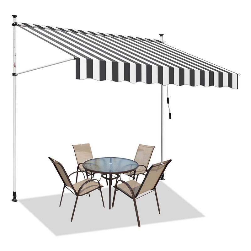 Auvent manuel Store à pince Auvent à Pince Auvent pour balcon Store de fenêtre Store de balcon sans percer. anti-UV 250cm Blanc Gris - Hengda