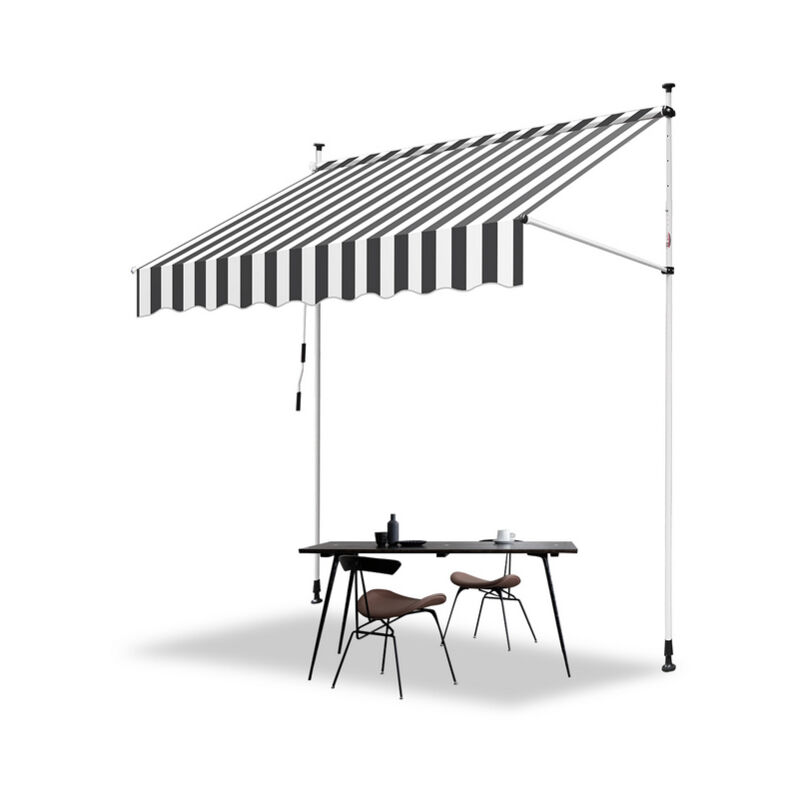 Auvent manuel terrasse Protection solaire UV-résistante Hydrofuge avec protection solaire Blanc et gris 2M - Hengda