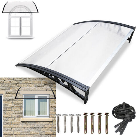 Hengda Auvent pour porte d'entrée auvent arqué auvent en polycarbonate transparent auvent 5 mm, support PP - transparent