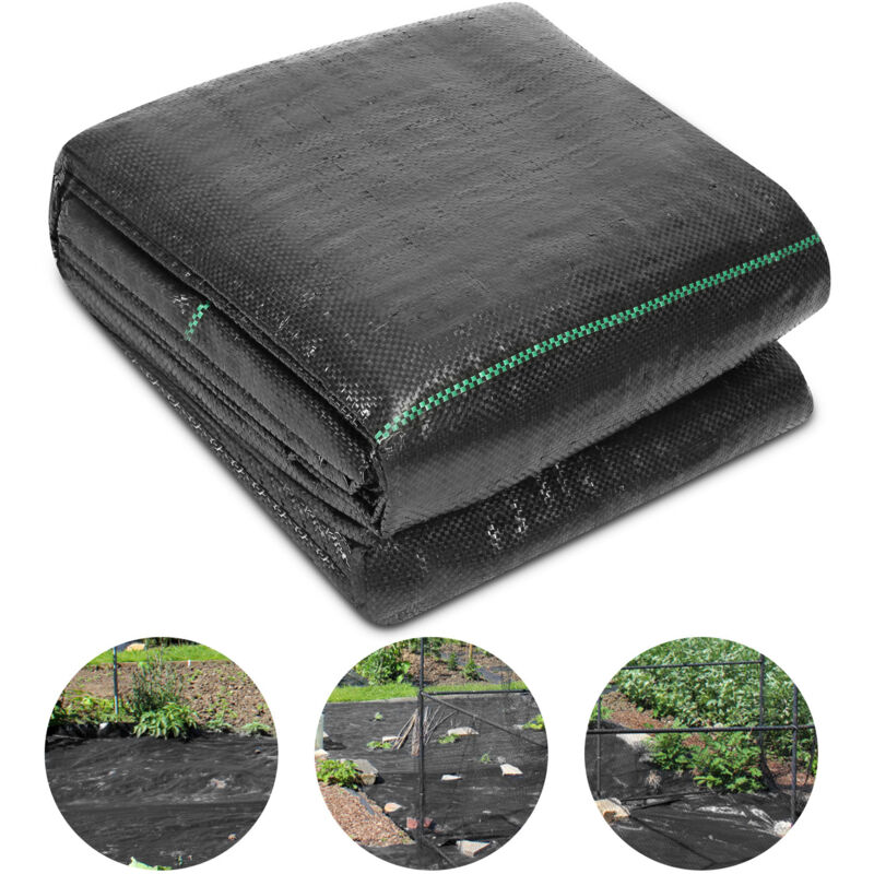 Toile de paillage 4 x 10 m 100g/m² - Bâche géotextile anti uv contre mauvaises herbes - Hengda