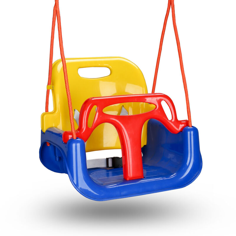 Balançoire pour enfants Siège bébé 3 en 1 Balançoire jardin pour l'intérieur l'extérieur avec dossier et harnais de sécurité Hauteur réglable - Hengda