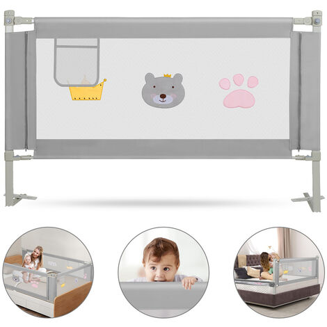 Barrera de cama Monkey Mum® Popular - 190 cm - Gris claro :: Monkey Mum