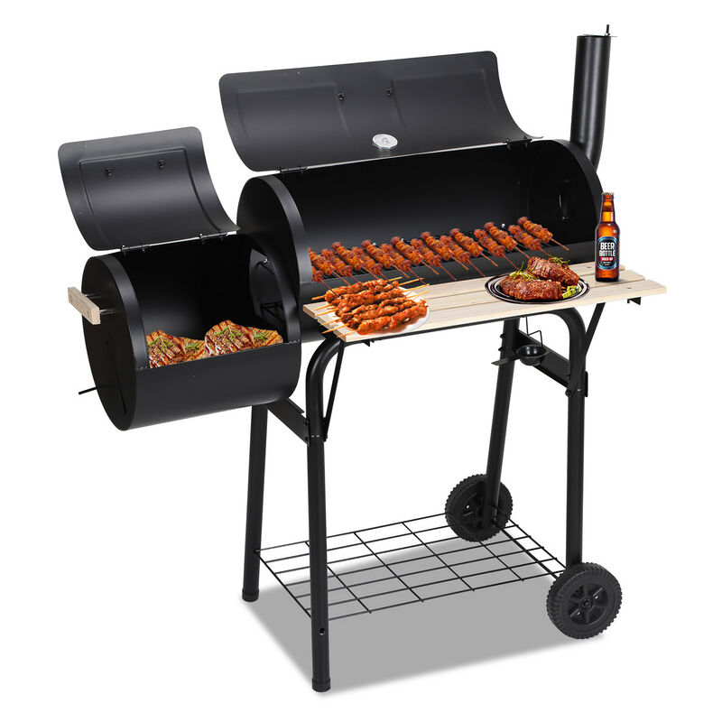 Barbecue à Charbon - Gril à charbon de bois - Grille de cuisson avec thermomètre -117x105x63cm Noir - Hengda