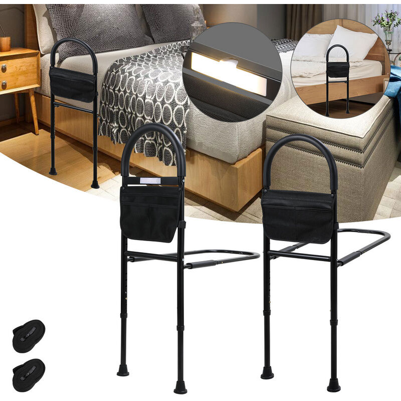 Hengda - Barrière de lit pour personnes âgées - Barrière de sécurité pour personnes âgées - Avec organiseur - Hauteur réglable (80-140cm)