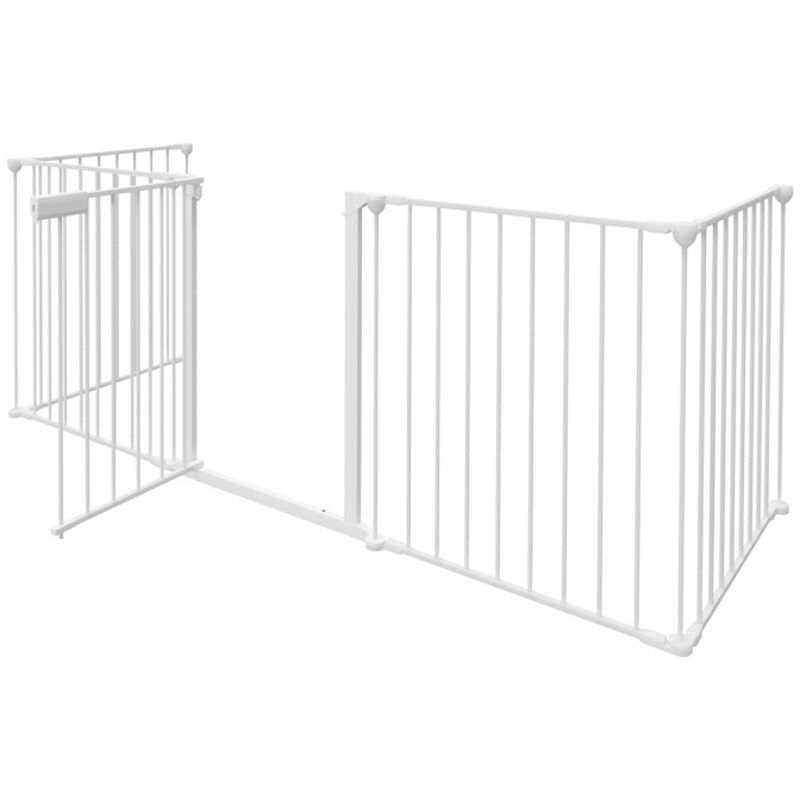 Hengda - Barrière Pare feu avec portillon, Barriere de securite enfant-Animaux, pliable, longueur totale 310 cm,Blanc