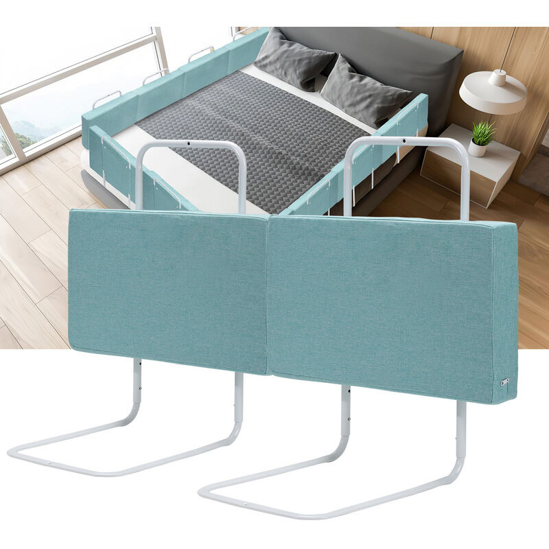 barrière de lit réglable en hauteur 100 cm anti-chute tube en acier réglable de 40 à 60 cm pour lit d'enfant lit de parent vert marin - vert - hengda