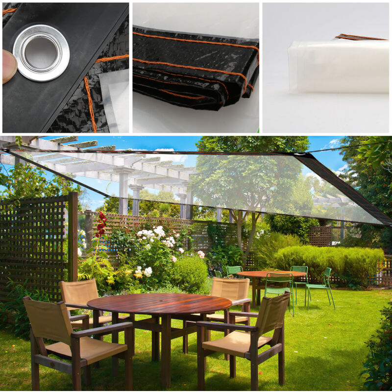 Bâche Transparente Imperméable avec Oeillets et Corde Bâche de Protection Extérieure pour Abri de Balcon Jardin Piscine Serre Plantes Voiture 3x5m