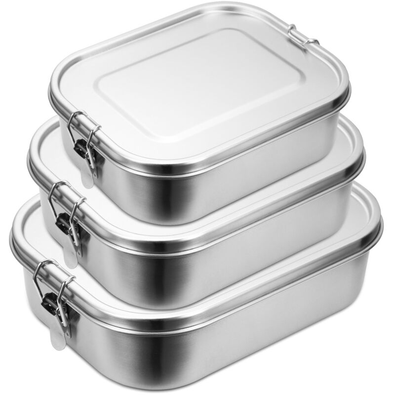 800 + 1200 + 1400 ml boîte à lunch en acier inoxydable boite à bento scellée en métal pour une capacité étanche avec compartiments - Hengda