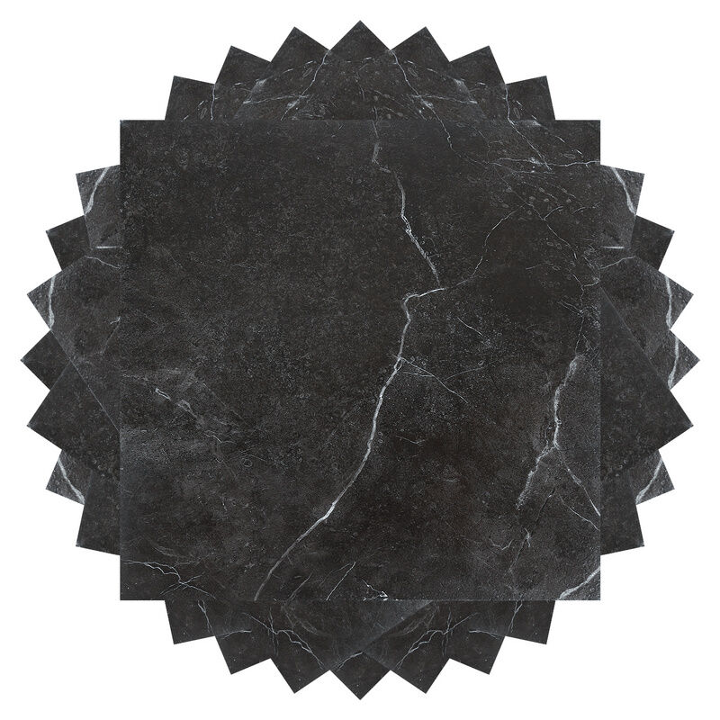 Boite de 11 dalles vinyles auto-adhésives imitation carrelage (1m²) .Marbre noir - Hengda