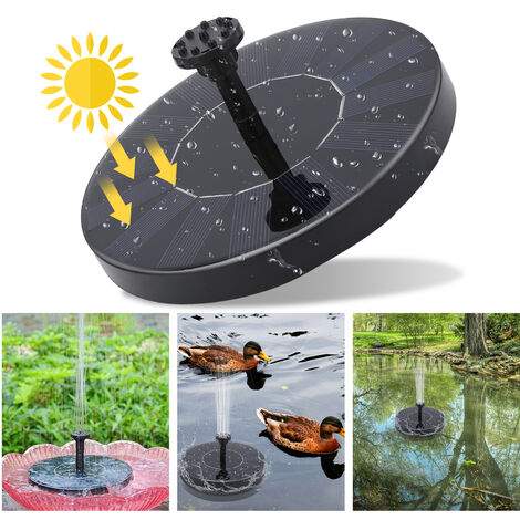 Hengda Bomba solar, Bomba para estanque, Fuente, Bomba para fuente de agua con energía solar 190L/h 7V 1.5W - Negro