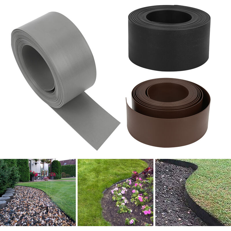 Bordure de jardin Bordure de pelouse flexible Bordure de lit en plastique dur Bordure de tonte Jardinage 25mx12.5cmx2mm gris - Hengda