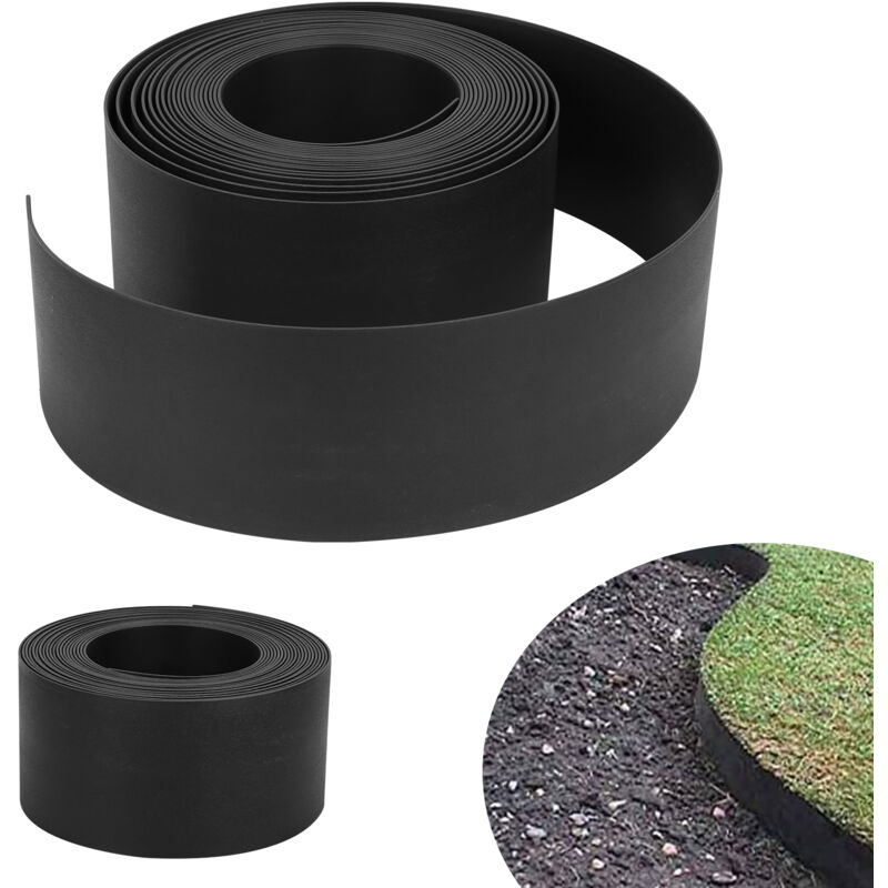 Bordure de jardin Bordure de pelouse flexible Bordure de lit en plastique dur Bordure de tonte Jardinage 25mx14cmx2mm Noir - Hengda