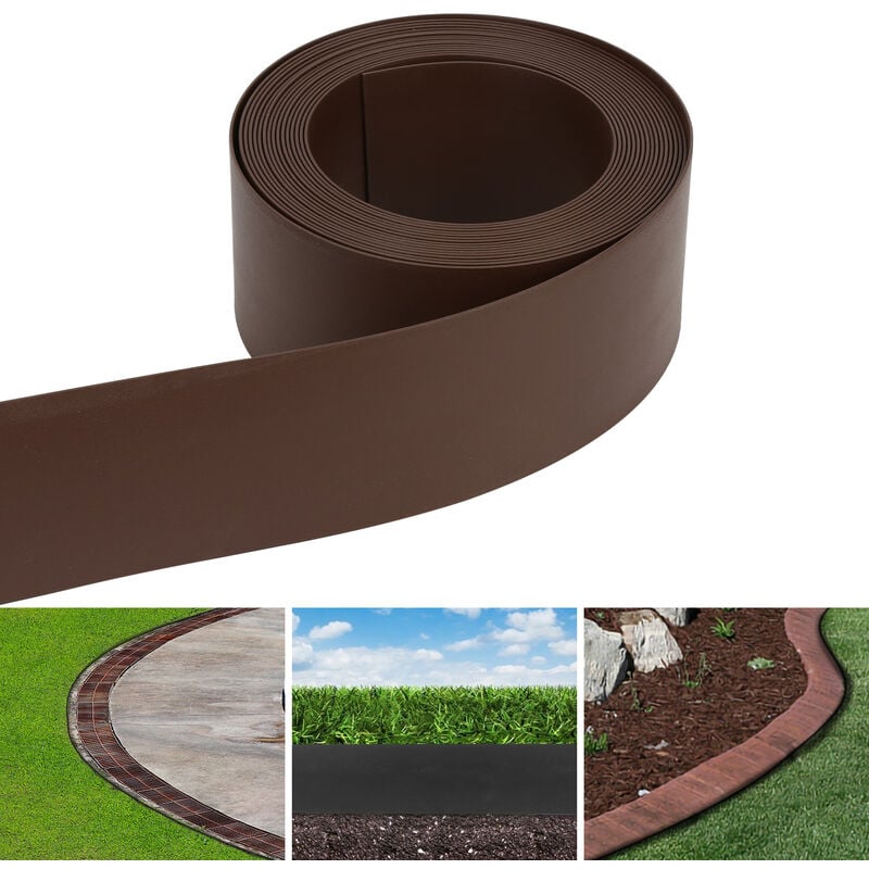 Hengda - Bordure de pelouse Bordure de lit en plastique dur Bordure de pelouse Bordure de tonte Jardinage 10m 14 cm marron - brun