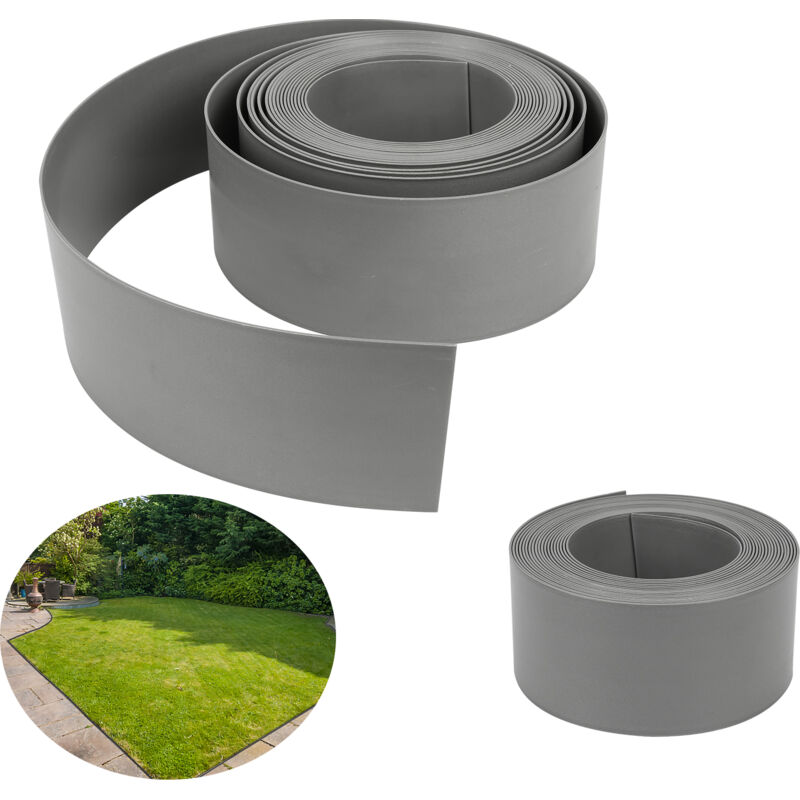 Einfeben Bordure de pelouse Bordure de lit en plastique dur Bordure de pelouse Bordure de tonte Jardinage 25 m 14 cm gris