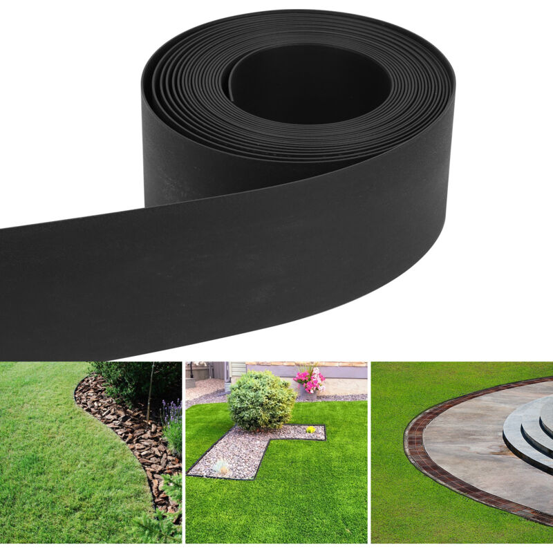 Hengda - einfeben Bordure de pelouse Bordure de lit en plastique dur Bordure de pelouse Bordure de tonte Jardinage 10 m 12.5 cm Noir
