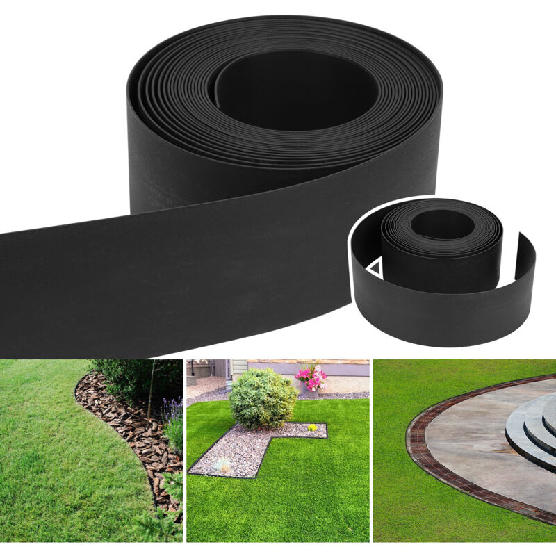 Hengda - einfeben Bordure de pelouse Bordure de lit en plastique dur Bordure de pelouse Bordure de tonte Jardinage 10 m 14 cm Noir