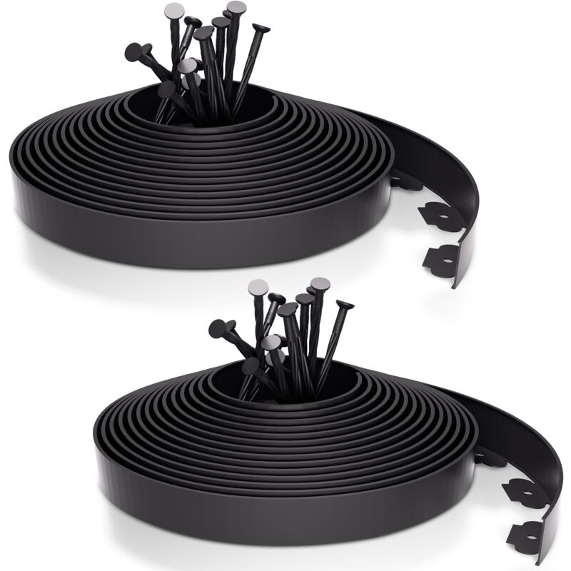 Bordure de Pelouse en Plastique 20m avec 60 Piquets d'ancrage Flexible Bordure de Jardin Bordure de Gazon Décorative de Jardin - Hengda