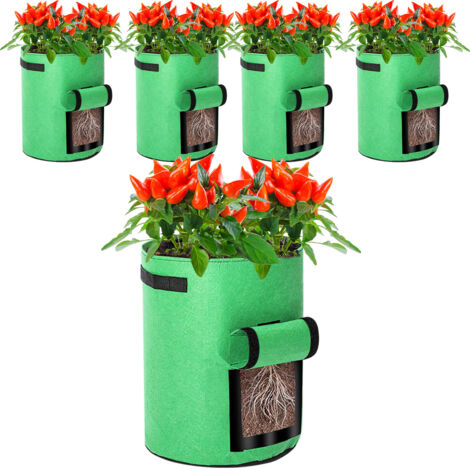 Hengda Borsa per piante. borsa per piante con manici. borsa per fiori da giardino riutilizzabile da 5 pezzi da 10 galloni