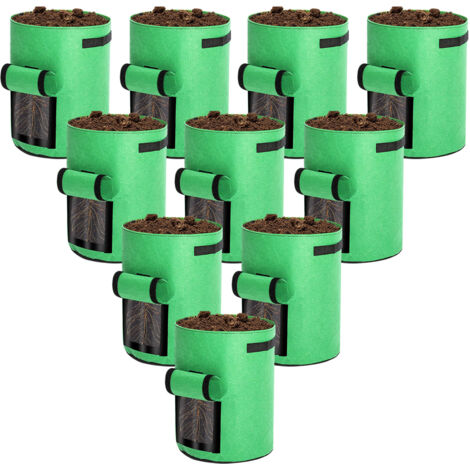 Hengda Borsa per piante da 10 pezzi. borsa per piante con manici. kit per fioriere da 7 galloni Borsa per fiori da giardino riutilizzabile multiuso